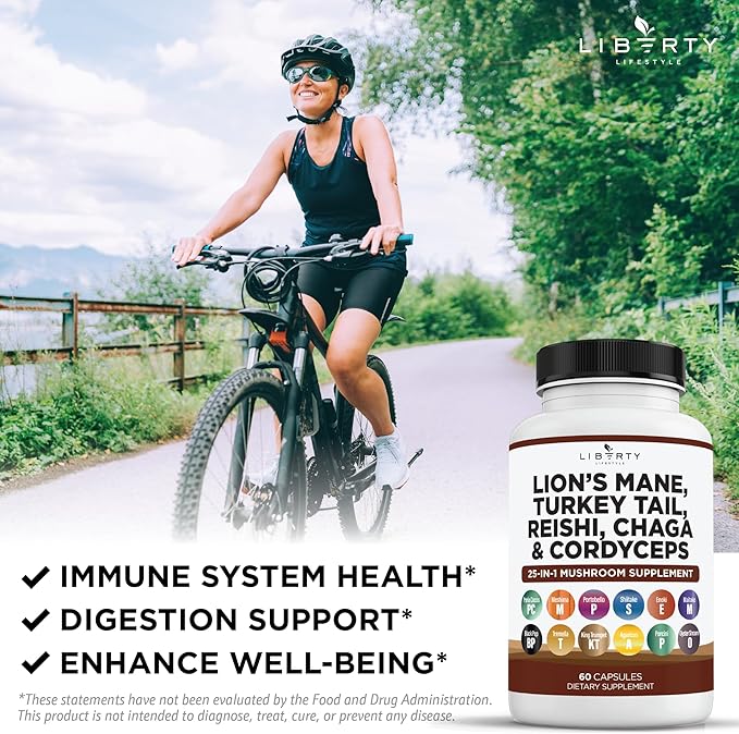 Lions Mane Mushroom Supplement with Turkey Tail Reishi Cordyceps Chaga with Marshmallow Root - 3-Pack