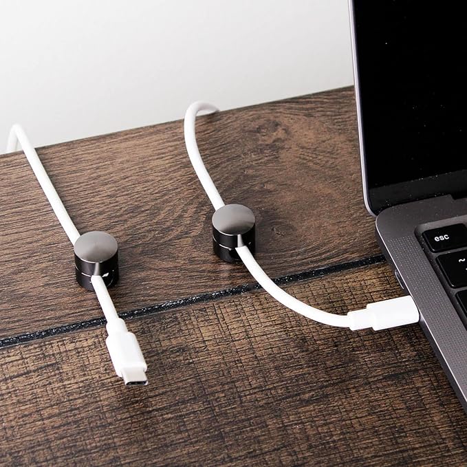 Cable Anchors for Desk Organization Gun Metal | Premium Aluminum Cord Organizers | Charger + Cable Management Clips for Home & Office | Stylish, Sturdy, & Functional | (3 Pack)