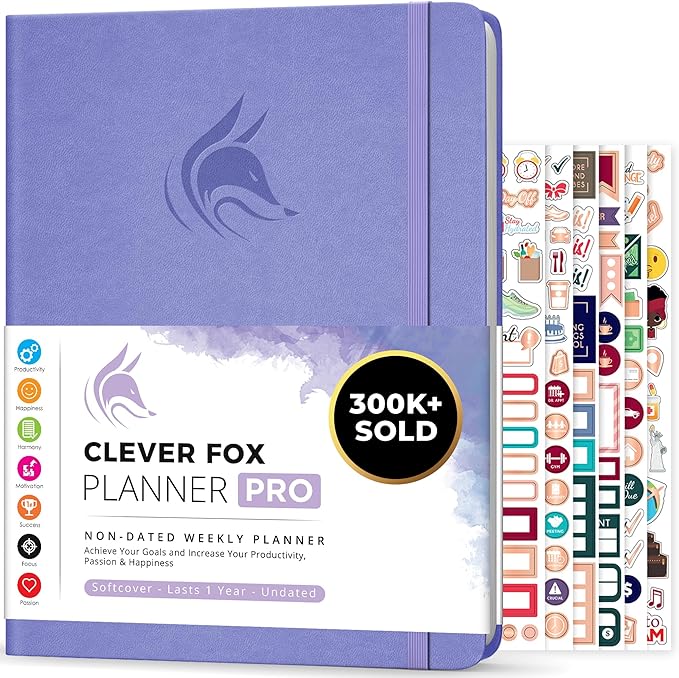 Clever Fox Planner PRO – Weekly & Monthly Life Planner to Increase Productivity, Time Management and Hit Your Goals, 8.5x11″ (Lavender)
