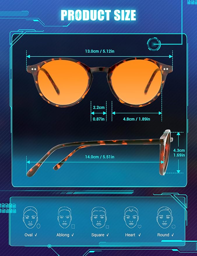 TIJN Blue Light Blocking Glasses Men Women Vintage Thick Round Rim Frame Eyeglasses