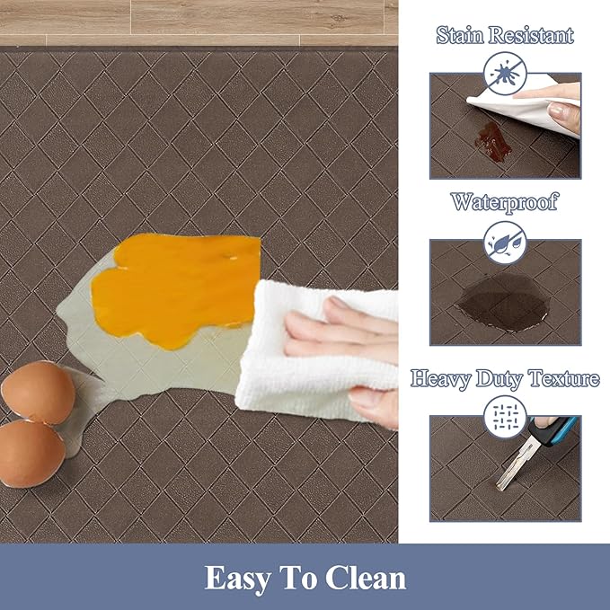 HEBE Anti Fatigue 3 Piece Waterproof Kitchen Mats - Non Slip Comfort Standing Mat Runner for Home Office, Sink, Laundry