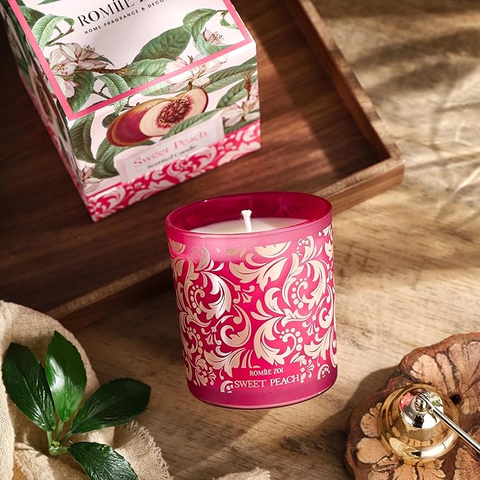 Scented Candle - Sweet Peach - 6oz Aromatherapy Soy Wax Jar Candle for Home, Gifts for Women - 170g