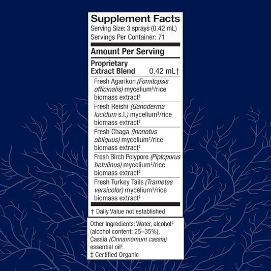 Host Defense MycoShield Throat Spray - Immune Health Support - Dietary Mushroom Supplement with Chaga, Reishi, Turkey Tail & More - On-The-Go Immune Support - Cinnamon Flavor, 1 fl oz (71 Servings)*