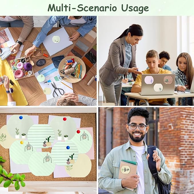 8Styles Plant Sticky Notes Cute, Spring Theme Note Pads Set, Fishbowl Shape Funny Leaf Sticky Notes, Aesthetic Succulent Notepads for School Office Work Supplies (50 Sheets Per Pad)