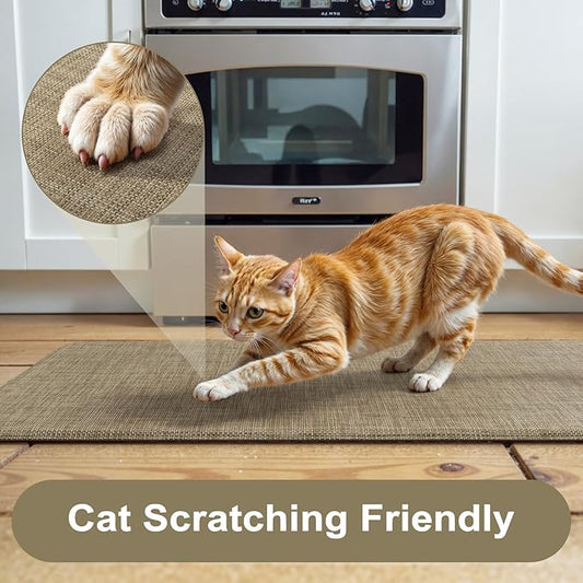 KIMODE Anti Fatigue Kitchen Mats, 17"x47"+17"x29" Farmhouse Kitchen Rugs Sets of 2, Non Slip Kitchen Mats for Floor, Cushioned Kitchen Floor Mats for Sink Laundry Office Desk Light Brown