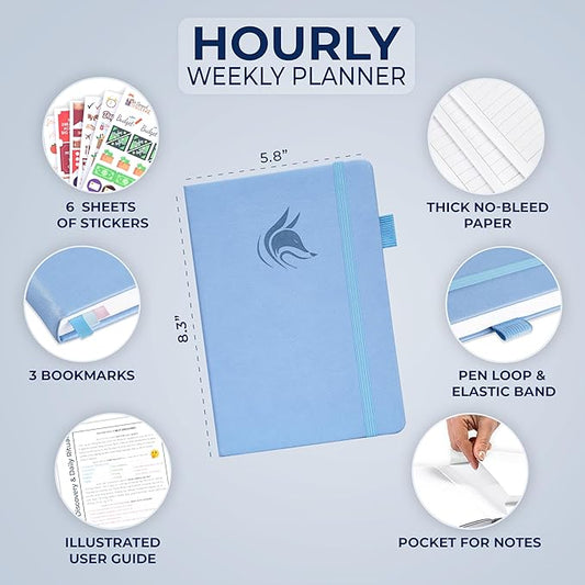 Clever Fox Planner Schedule – Undated Weekly & Monthly Life Planner with Time Slots, Appointment Book & Daily Organizer, A5 (Periwinkle)