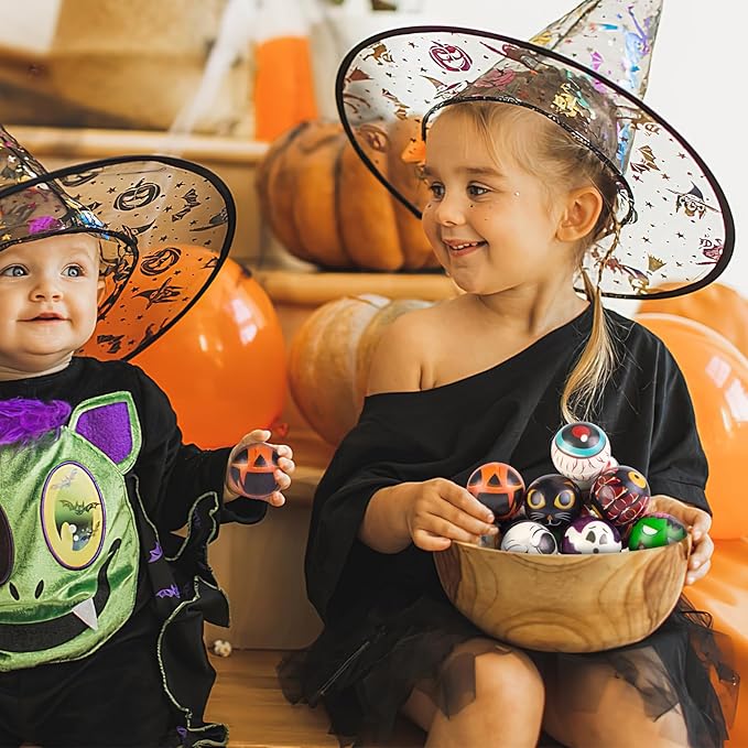 LovesTown 12PCS Halloween Stress Balls, Halloween Squishies Sensory Fidget Toys Gifts for Coworkers Kids Party Favors Goodie Bag Basket Stuffers