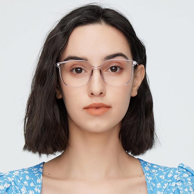 GUDVUE Oversized Blue Light Glasses, Computer Reading/Gaming/Phones Glasses, Anti Glare/UV400/Eye Strain, Large Square Frame