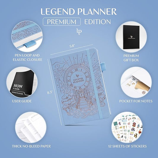 Legend Weekly Planner Premium – Undated Weekly, Monthly & Budget Planner – Life Organizer for Time Management & Productivity, A5 (Periwinkle, New Cover)