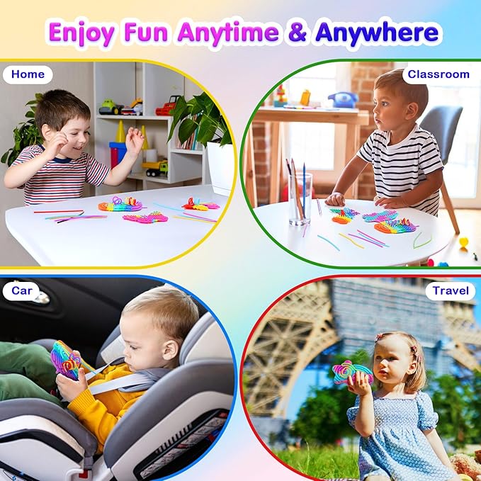 MoKo Sensory Activity Board, Double-Sided Silicone Sensory Activity Board with 55 Strings, Fidget Toys for Kids 3+ & Adults Calming, Stress, Anxiety, Autism & ADHD, 5 Pack