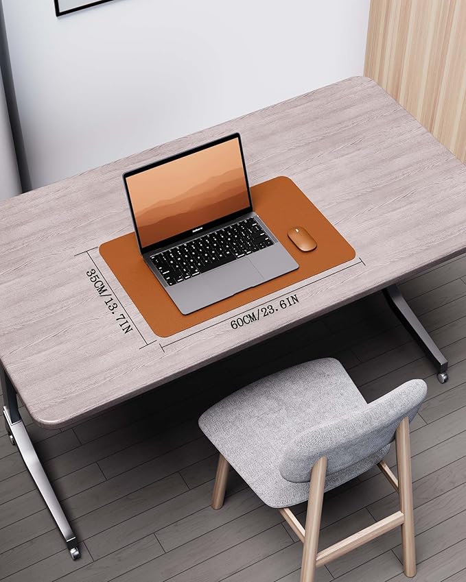 YSAGi Double-Sided Desk Pad, 23.6"x13.7" Leather Desk Mat, Eco Cork Desk Pad Protector, Large Mouse Pad for Desk, Waterproof Desk Blotter Pad, Desk Writing Pad for Office Work/Home(Brown/Cork)