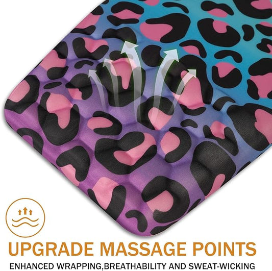 Ergonomic Mouse Pad Wrist Support,Upgrade Mousepad with Massage Design,Non-Slip PU Base Desktop Mouse Pads for Pain Relief, Computer, Office & Home,12 x 8 in(F-Purple Leopard)
