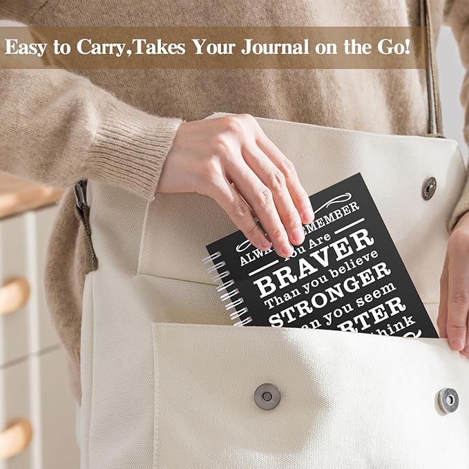 2 Pcs A5 Spiral Notebook,Inspirational Journal,Motivational Journal for Women Men,100 Pages Lined Spiral Journal Notebook College Ruled Daily Diary for School,Travel,Business,Work (Always-Black)