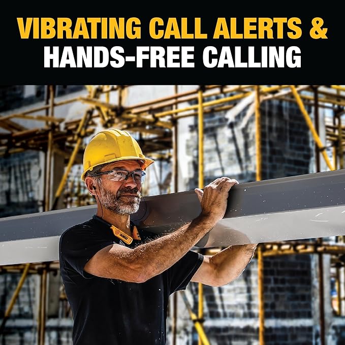 DEWALT Heavy Duty 2-in-1 Neckband Bluetooth Headphones w/Built-in Speakers, Jobsite Wearable Speaker & Around Neck Headphones, Wireless Bluetooth Headset, 60+ Hrs Hands-Free Music/Calls, Carry Pouch