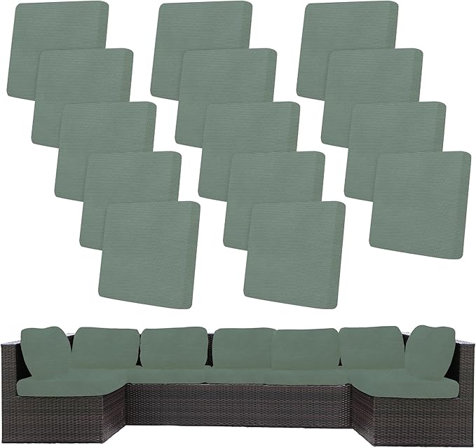 14Pcs Stretch Patio Cushion Covers,Outdoor Couch Covers Replacement,Outdoor Couch & Sofa Slipcovers,for Patio Furniture Cushion Covers,Washable Reusable Furniture Protector (Cyan,Cover Only)