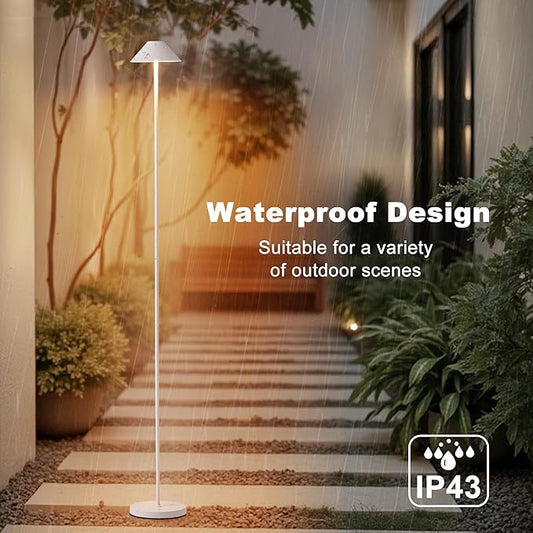 Rechargeable Floor Lamp for Indoor/Outdoor, Cordless Tall Standing Lamp with 3 Color Temps & Dimmable, IP43 Waterproof, Adjustable Height 16-59 Inch, LED Floor Lamp for Living Room, Bedroom, Patio