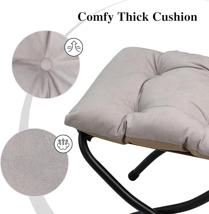 15"(H) Folding Ottoman, Foldable Footrest Stool, Portable Small Foot Stool for Couch, Collapsible Foot Rest Ottoman for Sofa, Accent Padded Ottomans for Home, Living Room, Light Grey