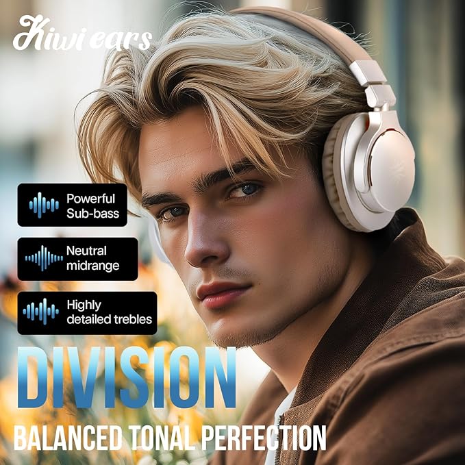 Linsoul Kiwi Ears Division Over Ear Headphone,40mm Dynamic Driver Monitoring Headphones,Wired Gaming Headphones,DJ Head Phones for Professional Musicians Engineers (Silver)