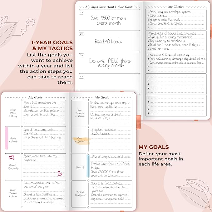 GoGirl Planner and Organizer for Women – Pocket Weekly Planner, Goals Journal & Agenda for Time Management & Productivity. Undated (Peach Pink)