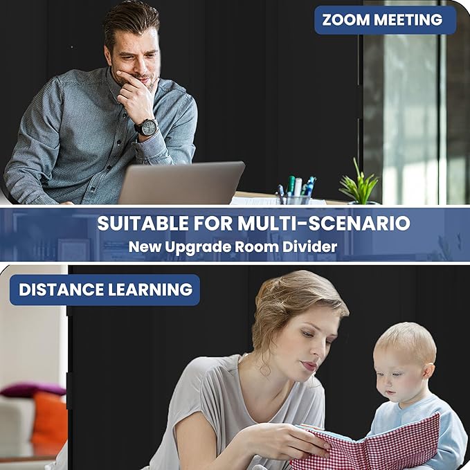 Room Divider, 6 Panel Upgraded Folding Privacy Screen, 132” Highly Secretive Separation with 4 Metal Feet, Partition Screen, Lightweight Freestanding Wall Divider Bedroom (Black)