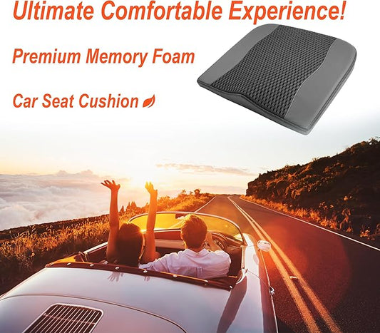 Car Seat Cushion, Comfort Memory Foam Car Cushions for Driving - Sciatica & Lower Back Pain Relief, Driver Seat Pillow for Auto, Office Chair, Wheelchair - 4D Mesh Black