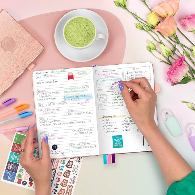 GoGirl Planner and Organizer for Women – Compact Size Weekly Planner, Goals Journal & Agenda to Improve Time Management, Productivity & Live Happier. Undated – Start Anytime, Lasts 1 Year – Rose Gold