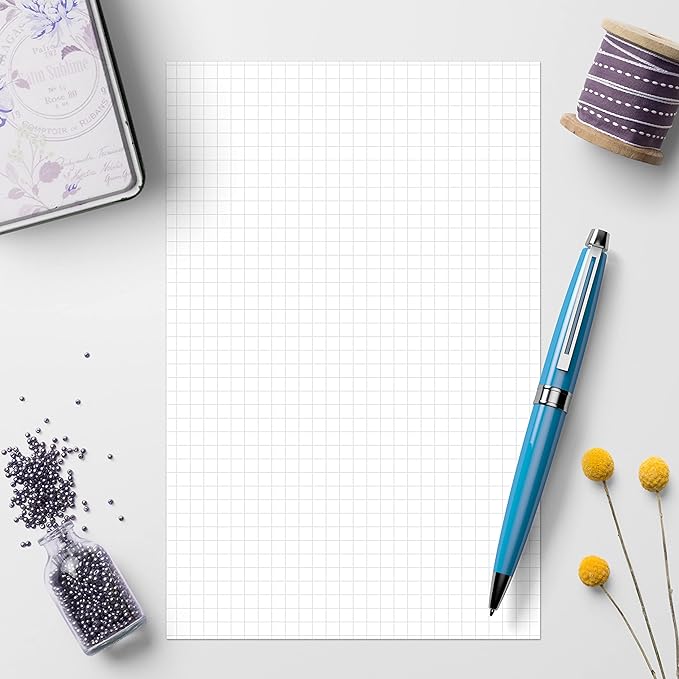 321Done Graph Paper Notepad - 50 Sheets (5.5" x 8.5") - 0.20" Grid Planning Note Pad - Thick Premium Paper - Made in USA - Plain White