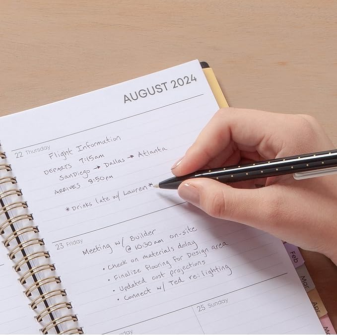 Blue Sky 2024-2025 Academic Year Weekly and Monthly Planner, 5" x 8", Flexible Cover, Wirebound, Black (150671)