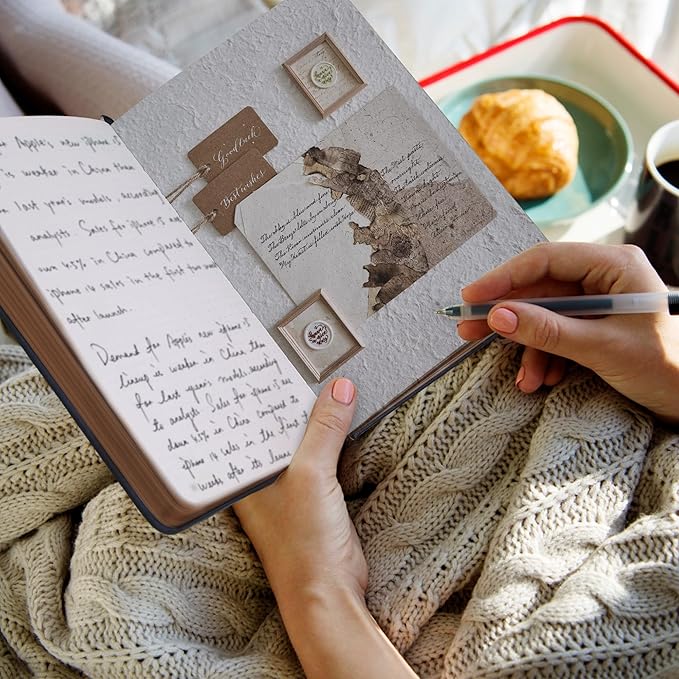 TIEFOSSI Bullet Dot Journal, Vintage Journal Notebook for Women Men, 160 GSM 192 Premium Pages, A5 Hardcover Journaling Notebooks Gift, for Travel Office Daily Writing