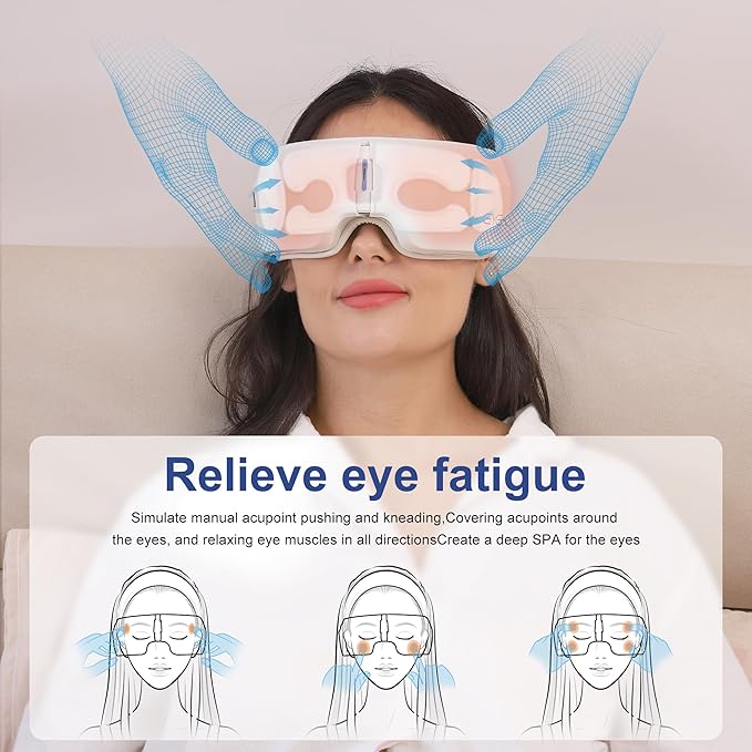 Eye-C Eye Massager Rechargeable, Portable Eye Relax Device with Heat & Vibration for Relaxation, 180° Folding Design, Gifts for Friend, Mom, Dad, Christmas