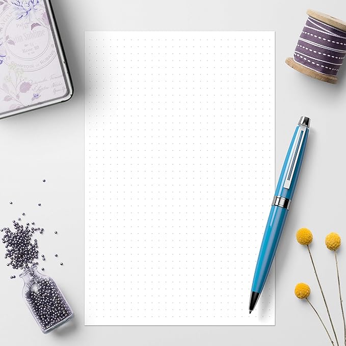 321Done Dot Grid Notepad – Dotted Graph Paper, Small (5.5x8.5) – Made in USA – 50 Sheets Dotted for Bullet Planning Journaling Thick Paper 1/5 (0.20) Dots Notes Sketching Writing Smooth White