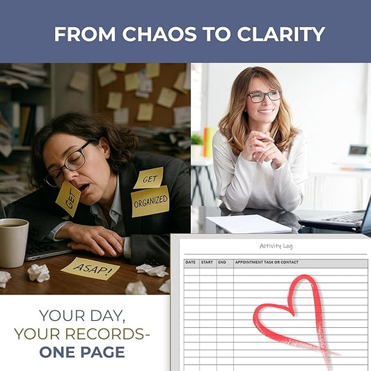 Activity Log Notepads(2 Pack, 50 Pages Each) Pad Planners to List a Task, Action or Contact. A Versatile Work Tool to Track Time & Office Productivity. 8.5 X 5.5, A5 Sheets. Made in the USA.