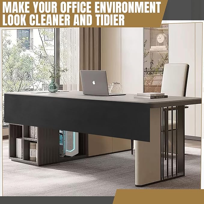 MABOZOO Under Desk Privacy Panel and Cable Management Net - 2pcs, Cord Organizer and Skirt for Home Office or Standing Workstation (48" Panel)