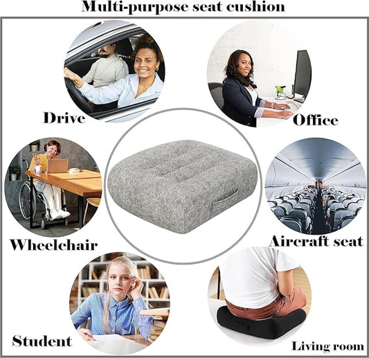 Super Thicken Car Seat Cushion for Adults-Car Booster Seat for Short Drivers-Increase The Field of View by 12cm/4.7in,Plush shell, breathable,with handle,easy to carry,for Cars,Office,Home(Light Gray)