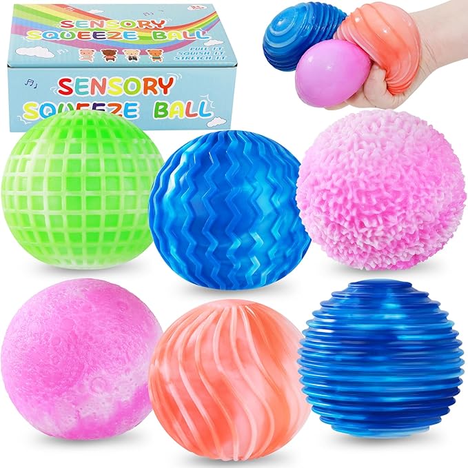 Magic Flour Stress Balls for Kids - 6 Pack Fidget Toys Squishy, Squeezy, Stretchy Sensory Balls - Color-Changing Fun for Anxiety Relief, Party Favors, Classroom Prizes, and Stress Relief Gifts