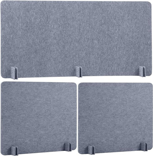 Buryeah 3 Pcs Desk Divider 23.6 x 47.2, 23.6 x 23.6 Stand up Freestanding Cubicle Privacy Partition Reducing Noise Visual Distraction Divider for Office Home School(Gray)