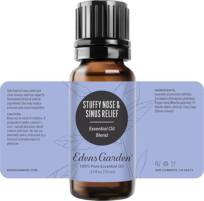 Edens Garden Stuffy Nose & Sinus Relief Essential Oil Blend- 100% Pure Premium Grade, Undiluted, Natural, Therapeutic, Aromatherapy, The Best for Diffusing, Skin, Face, Humidifiers 10 ml (.33 fl oz)