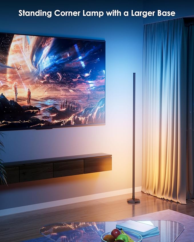 2PCS Corner Floor Lamp,RGB LED Corner Lamp with Remote Control,65" Color Changing Mood Light with Smart App and Remote Control Modern Floor Lamp with Music Sync for Bedroom, Living Room Gaming Room