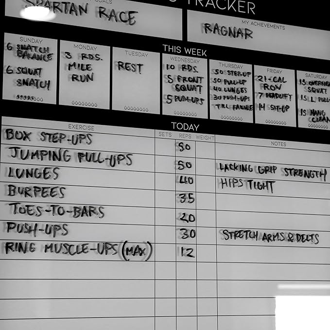 GLASSBOARD STUDIO High-End Tempered Glass Dry Erase Whiteboard - Ideal Planner, Goal and Task Board for Fitness Tracking - Perfect Schedule Board for Home, Apartment, and Gym Use (18in x 24in)