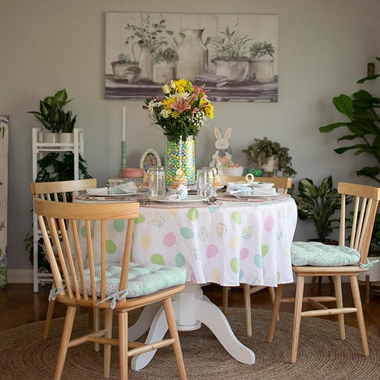 Barnett Home Decor Dining Chair Cushions with Ties – Size Small 15 x 17 - Latex Foam Fill, 100% Cotton, Machine Washable Chair Pads for Kitchen Chairs, Made in USA (Tibet Spa/Pack of 2)