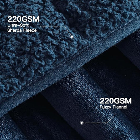 Lofus Weighted Blanket for Adults(15 lbs, 60" x 80"), Queen Size Heavy Blanket Machine Washable, Soft Weighted Blankets for Stress Relief and Sleep Promotion-Navy Blue