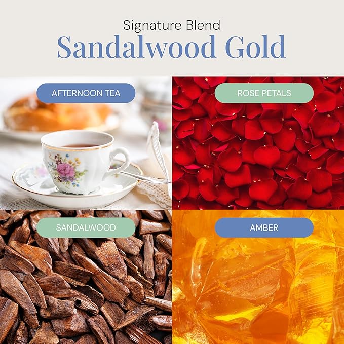 Sandalwood Gold Aroma Oil, Essential Oils Blend for Diffusers & Scent Machines, Sweet Afternoon Tea, Vanilla & Rose, Aromatherapy, Cold Air Diffuser Compatible, 300 mL