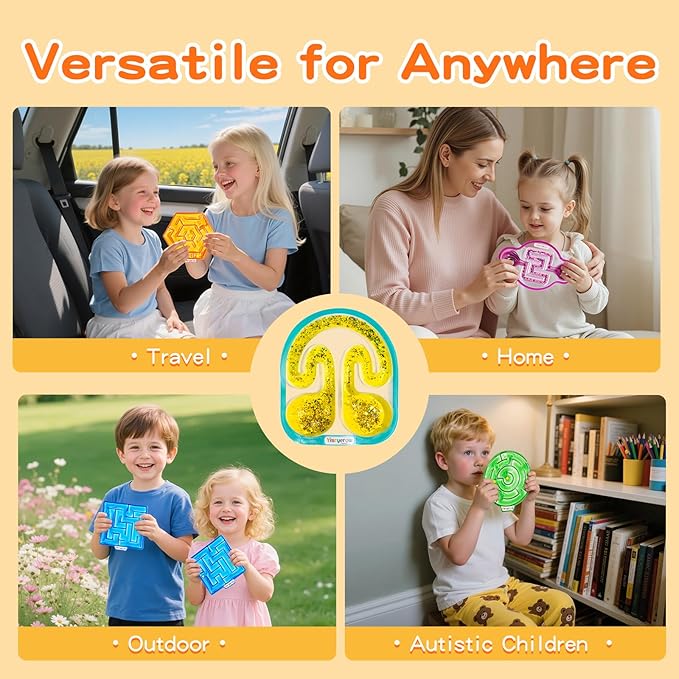 Squishy Fidget Toys - 5-Pack Sensory Maze Fidget for Anxiety & Stress Relief, Autism Kids | Calming Corner Items for Kids, Quiet Fidgets for Classroom & Car Travel | Gifts & Prizes for Children