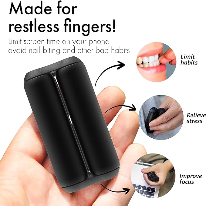 ONO Roller - Handheld Fidget Toy for Adults | Help Relieve Stress, Anxiety, Tension | Promotes Focus, Clarity | Compact, Portable Design (Junior Size/Aluminum, Black)
