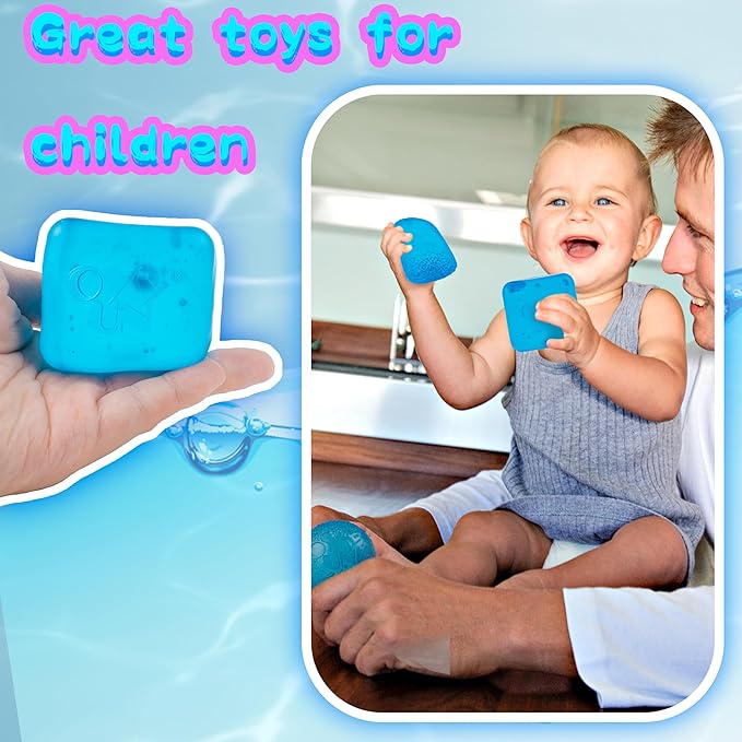 Stress Cube Squishy Balls - Slow Rising Stress Balls Stretchy Fidget Ice Cube for Anxiety Stress Relief, Gel Filled Sensory ice Cube Squishy Ball Toys for ADD/ADHD Kids Adults (Cube,Ellipsoid)