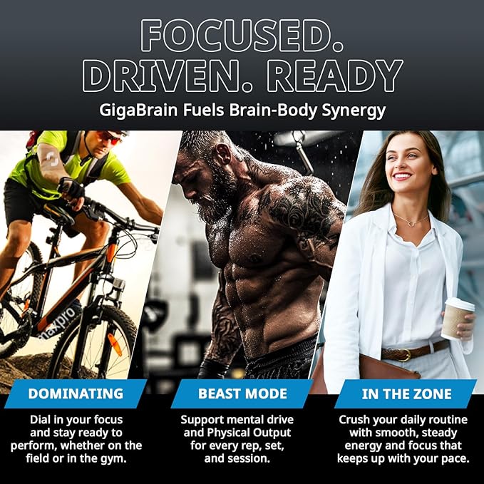 Granite Nutrition GigaBrain Nootropic Energy Powder – Cereboost, Alpha-GPC & ElevATP – Cognitive Focus Supplement for Sustained Energy & Performance – Blue Crush, 30 Servings