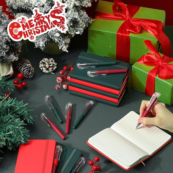 25 Pack Pocket Small Notebook Journals with Pen 5.6'' x 3.7'' Mini Journaling Notepads A6 Ruled Journals Hardcover Lined Notebook Bulk with Pen Holder for Office School Memo(Festive Colors)