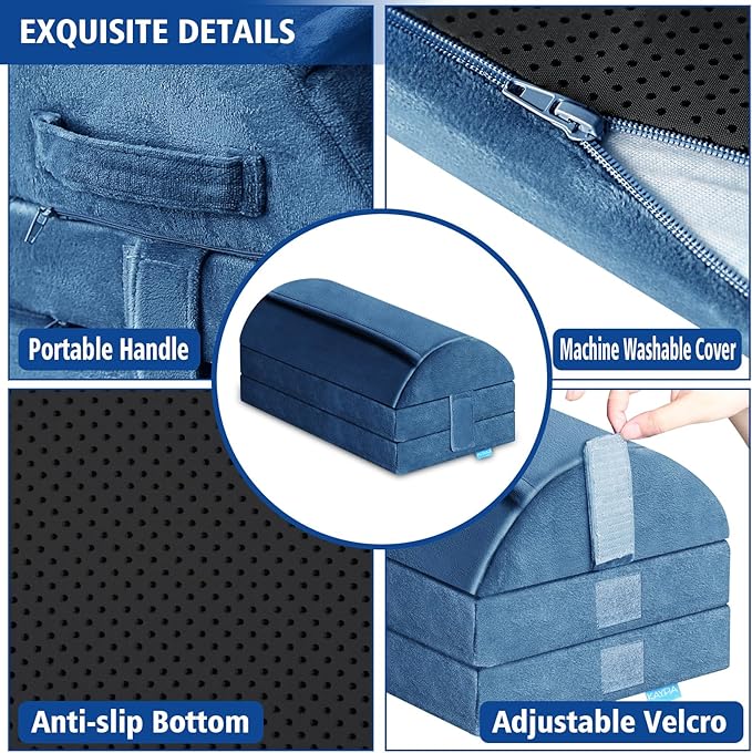 KAYFIA Foot Rest for Under Desk at Work XXL(20in) with 3 Adjustable Heights,Foot Stool with Supportive Gel Foam, Warmer Feet Pocket Footrest for Office Gaming Chair, for Leg Support -Blue