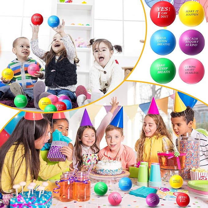 Sotiff 30 Pcs Motivational Stress Ball Bulk 2.75 Inch Colorful Foam Inspirational Relief Quotes Stress Balls Employee Appreciation Gift Large Relief Anxiety Toys for Adult Coworker(Classical)
