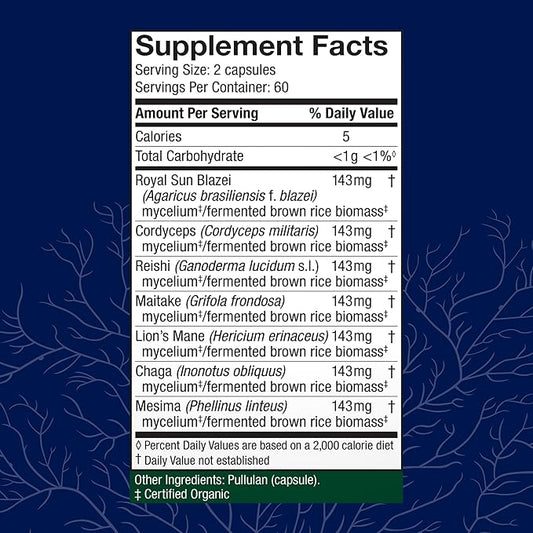 Host Defense Stamets 7-7 Species Blend - Mushroom Supplement for Immune Support - Includes Royal Sun Blazei, Cordyceps, Reishi, Maitake, Lion's Mane, Chaga & Mesima - 120 Capsules (60 Servings)*